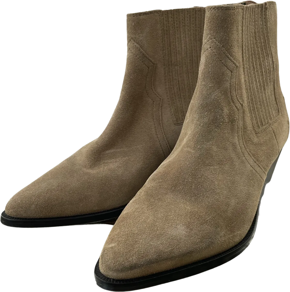 00's Taupe Suede Western Boots by Isabel Marant