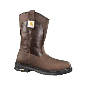 11" Rugged Flex Steel-Toe Waterproof Square Toe Wellington Pull-On Work Boot Dark Brown