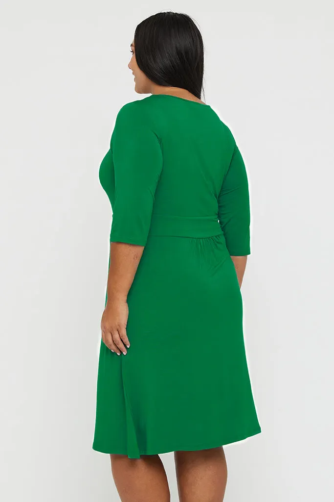 3/4 Sleeve Beth Dress - Green