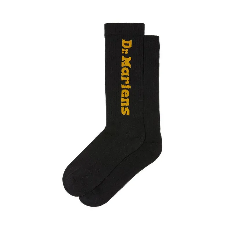 AD075001 - Vertical Logo Cow Print Cotton Blend Socks - Black