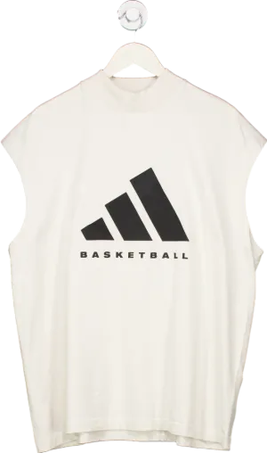 Adidas White Basketball Sleeveless Top UK S