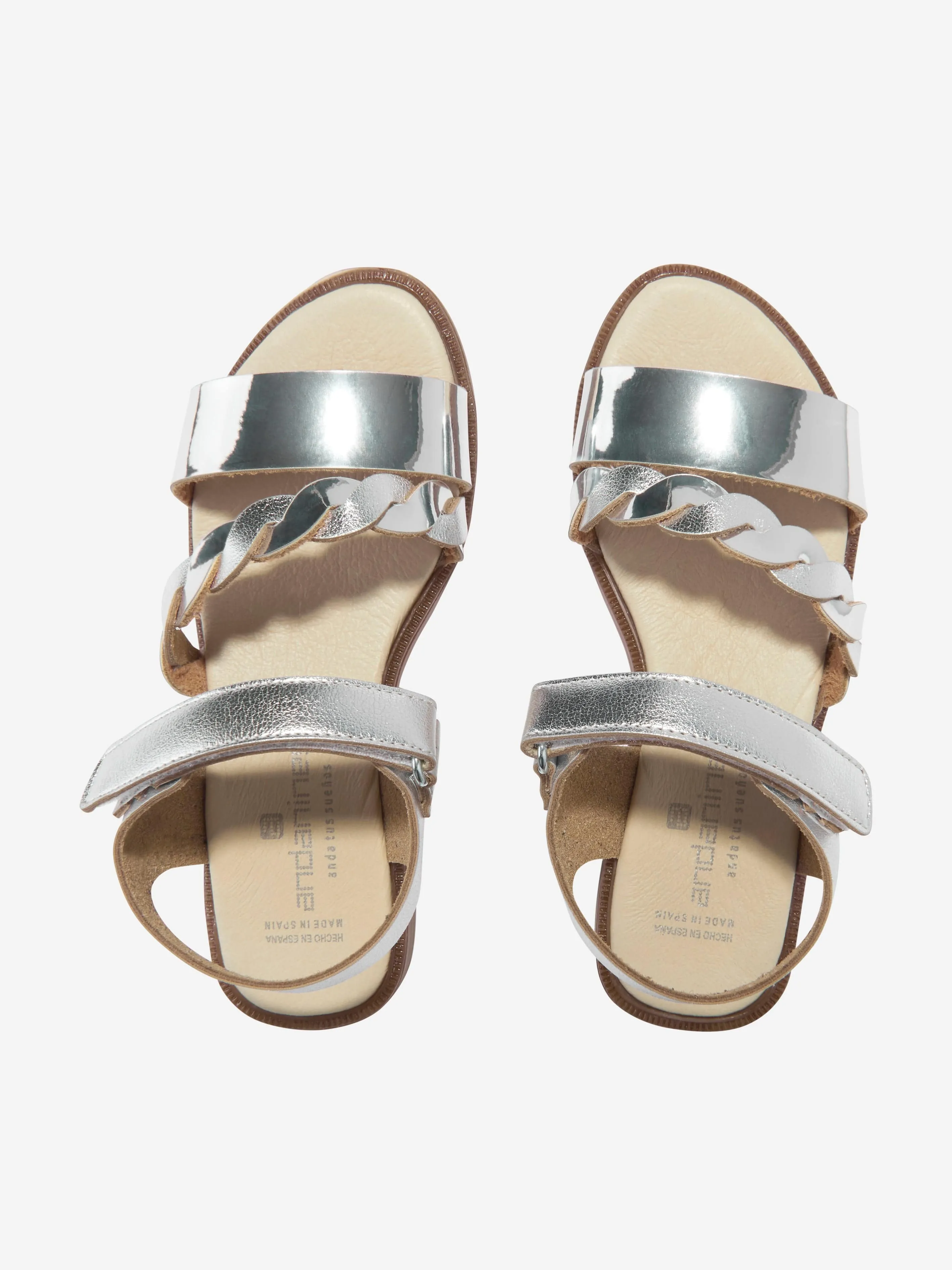 Andanines Girls Metallic Strap Sandals in Silver