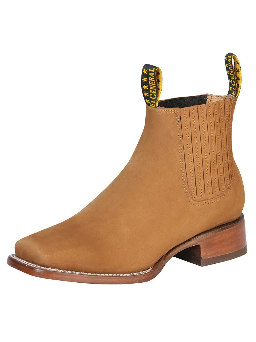 Botines Vaqueros Rodeo Clasicos de Piel Nobuck para Hombre 'El General' - ID: 126199