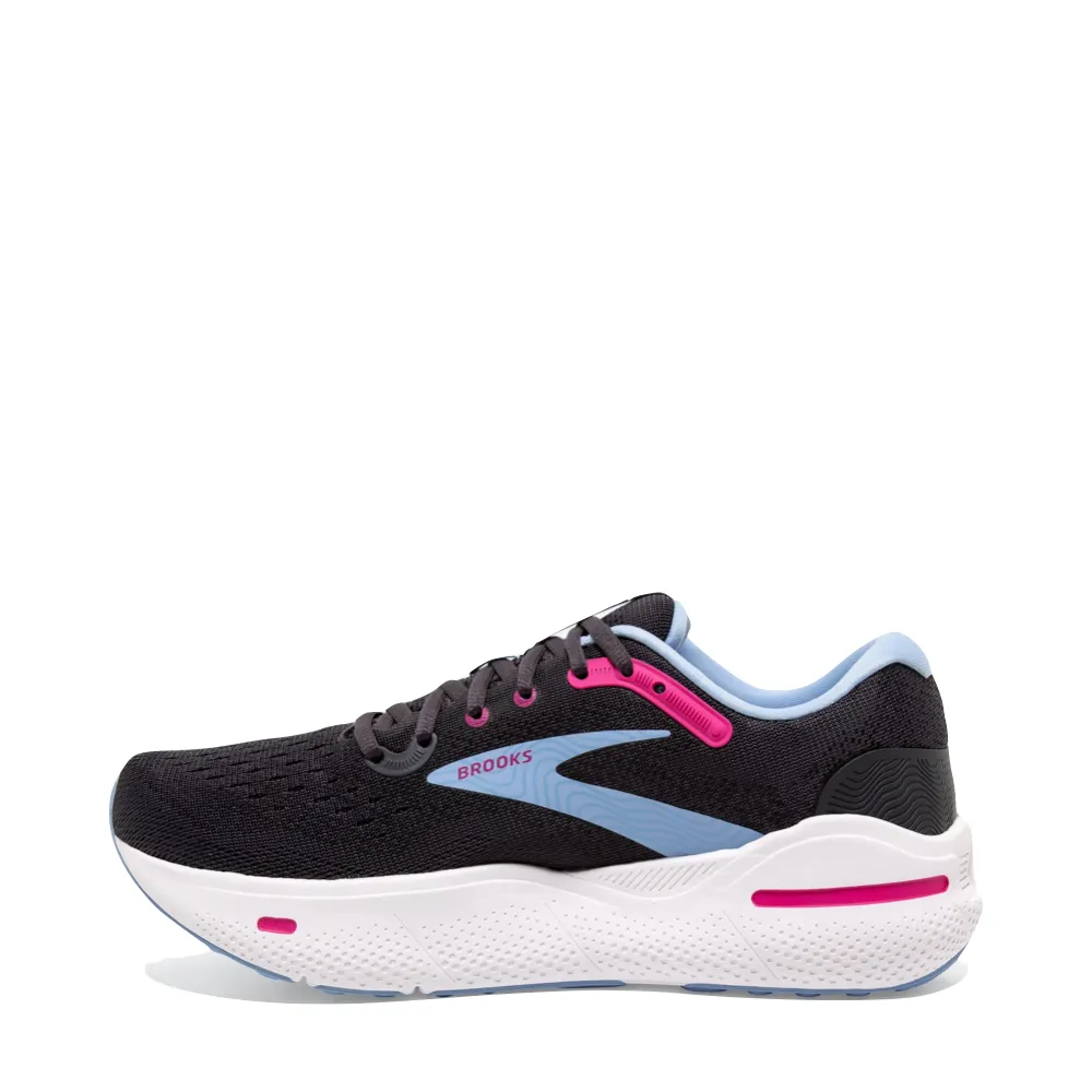 Brooks Women's Ghost Max Running Sneaker in Ebony/Open Air/Lilac Rose