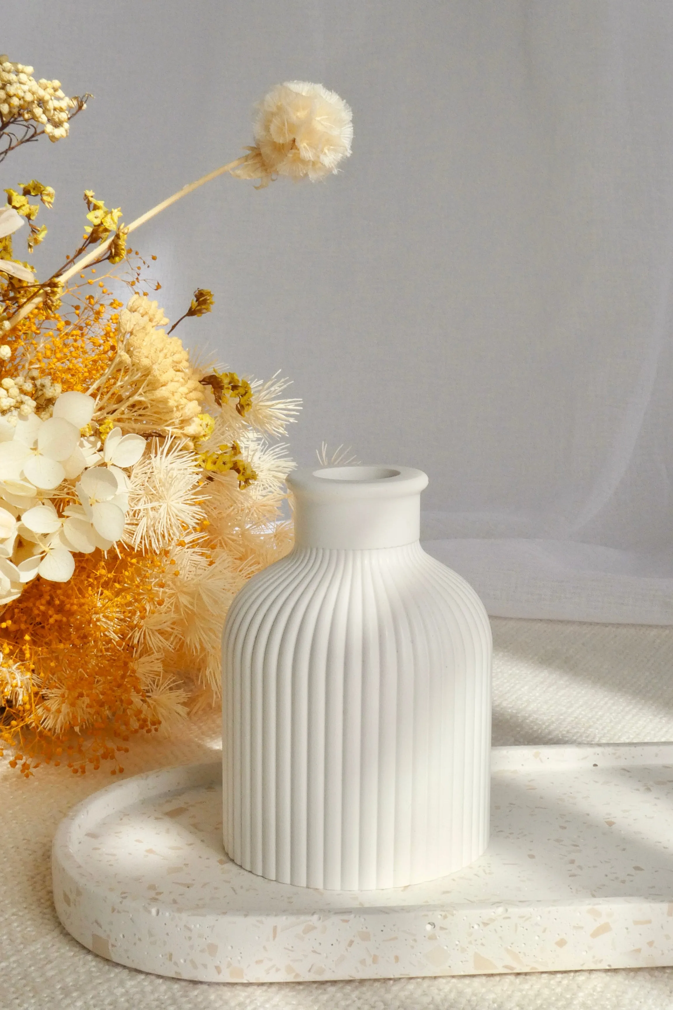 Bud Ribbed White 9.5cm Vase