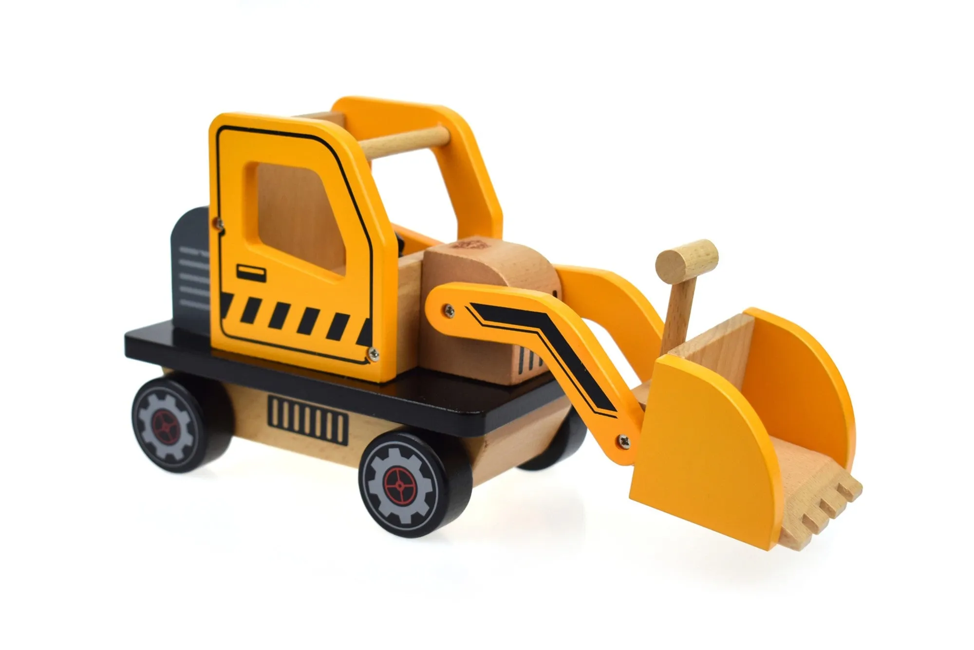 Excavator toy wooden bulldozer with movable parts-large 28 cm length- gift ready.