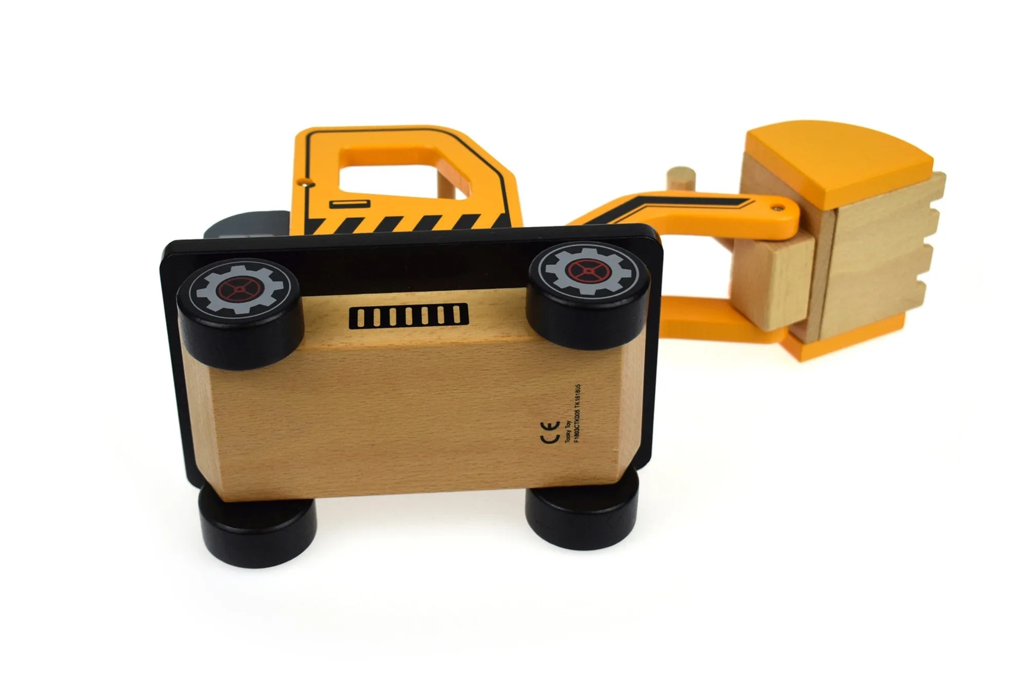 Excavator toy wooden bulldozer with movable parts-large 28 cm length- gift ready.