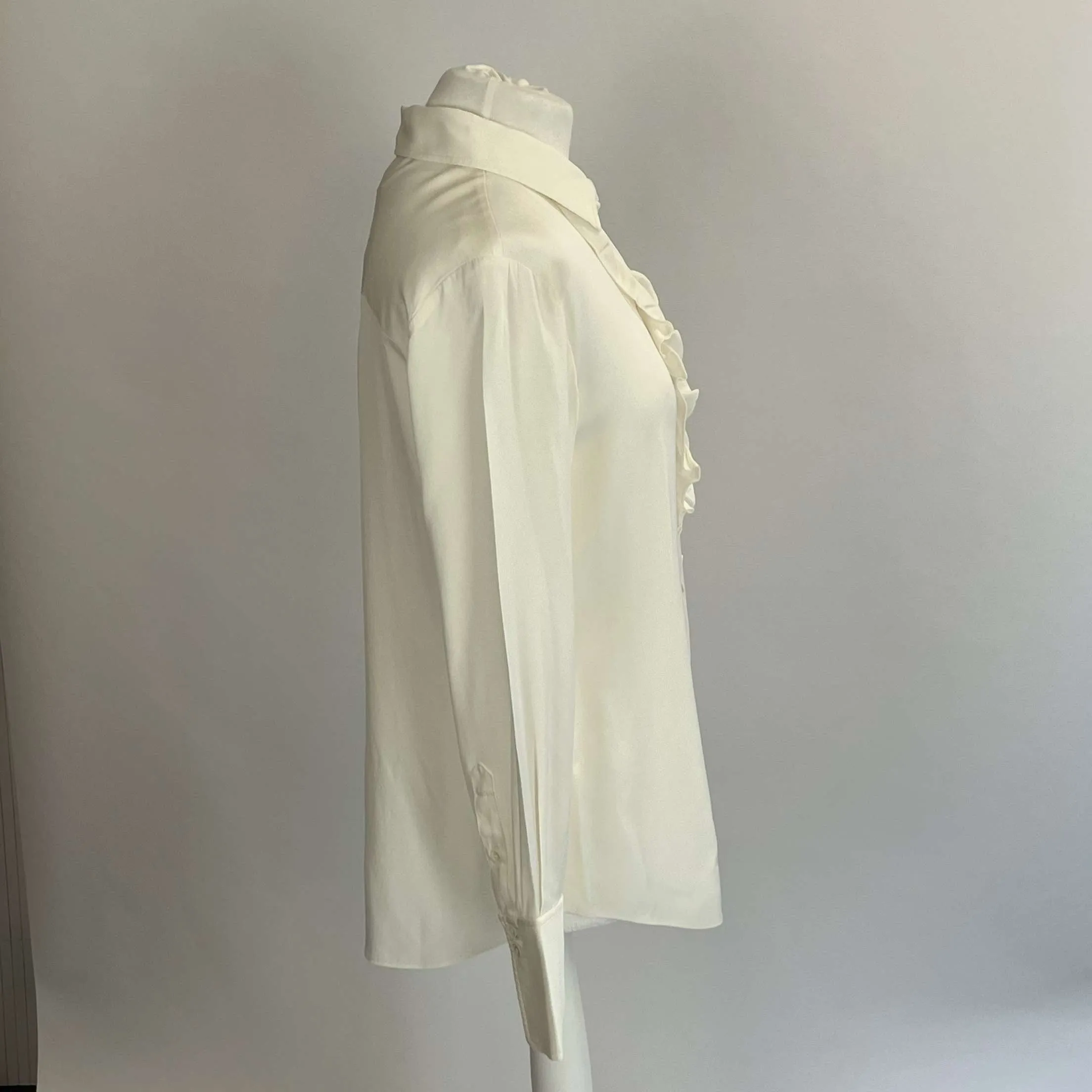 Frame Ivory Silk Ruffled Blouse M