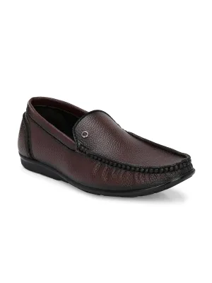 Hitz Men's Brown Synthetic Slip-On Comfort Loafer Shoes