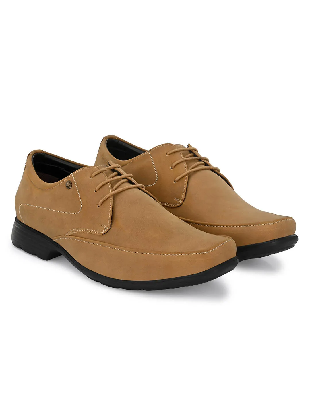 Hitz Men's Tan Lace-up Comfort Casual Shoes