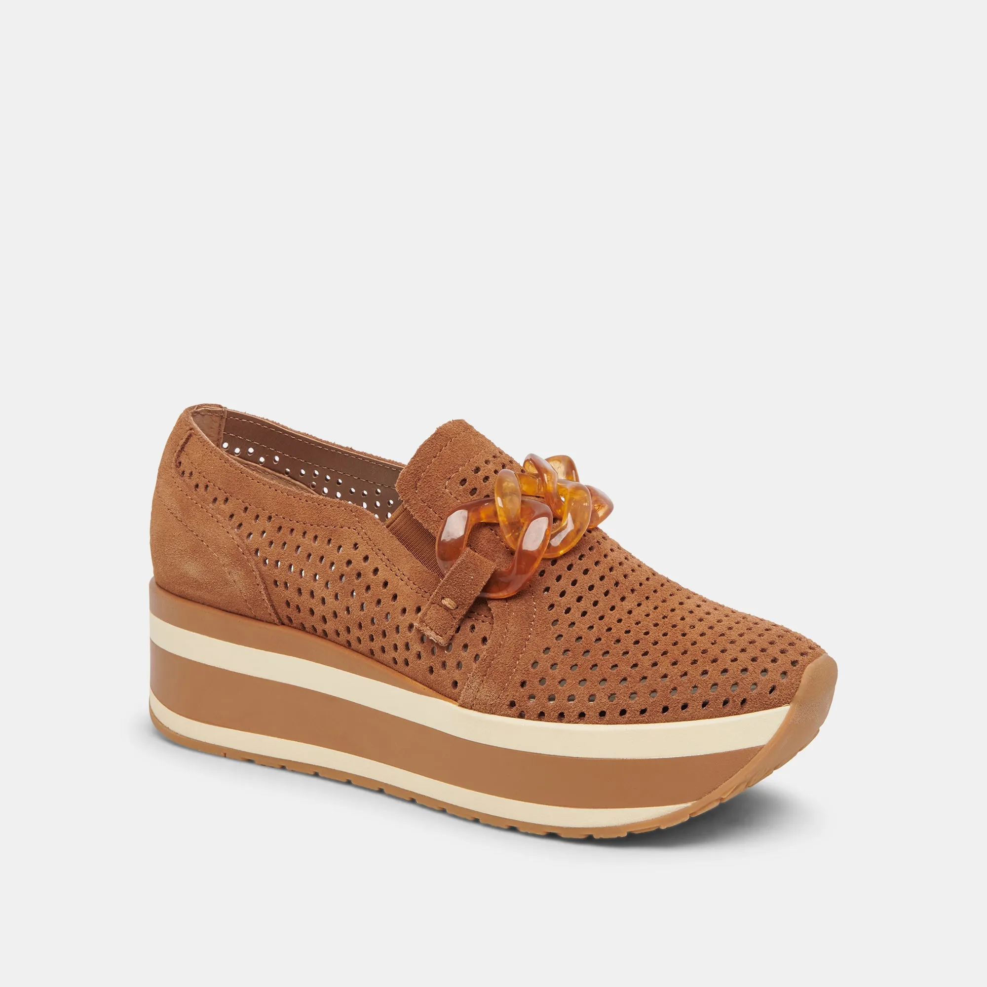 Perforated Pecan Suede Jhenee Sneakers