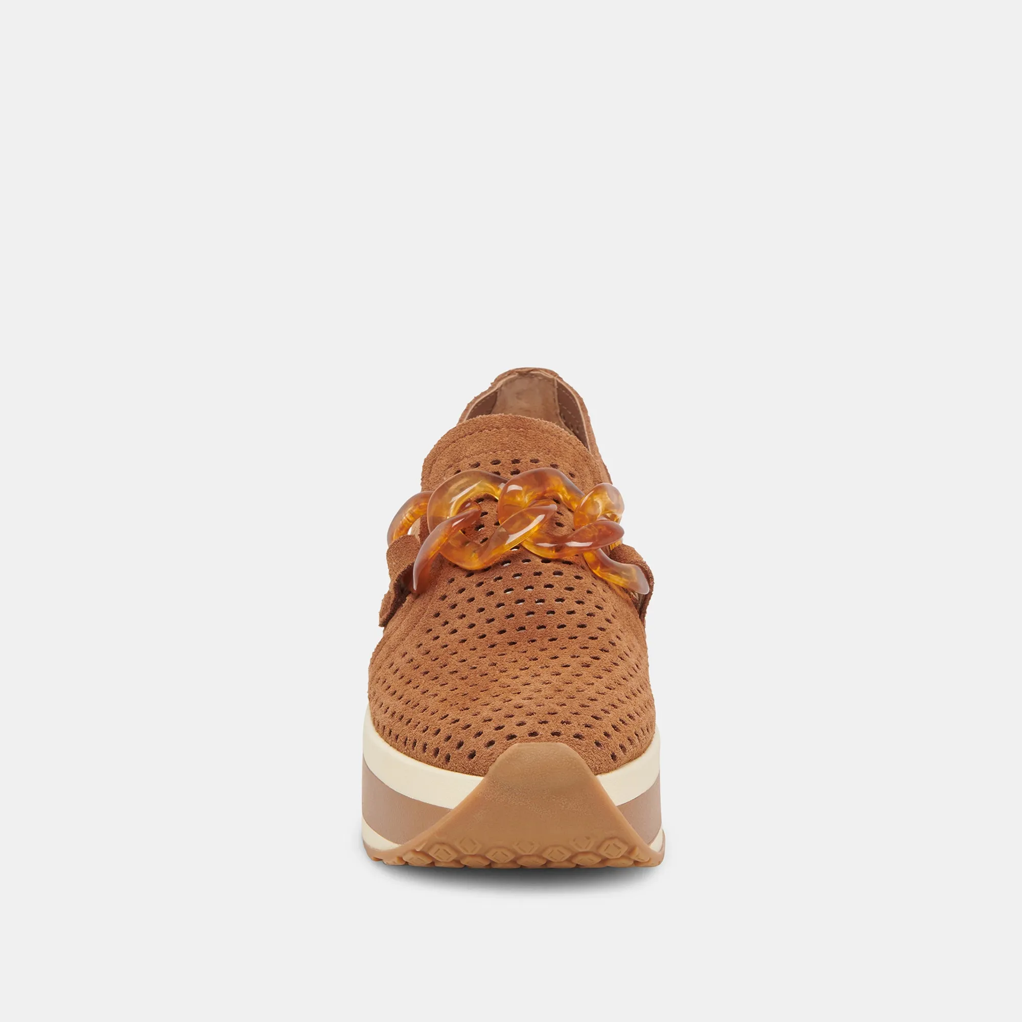 Perforated Pecan Suede Jhenee Sneakers