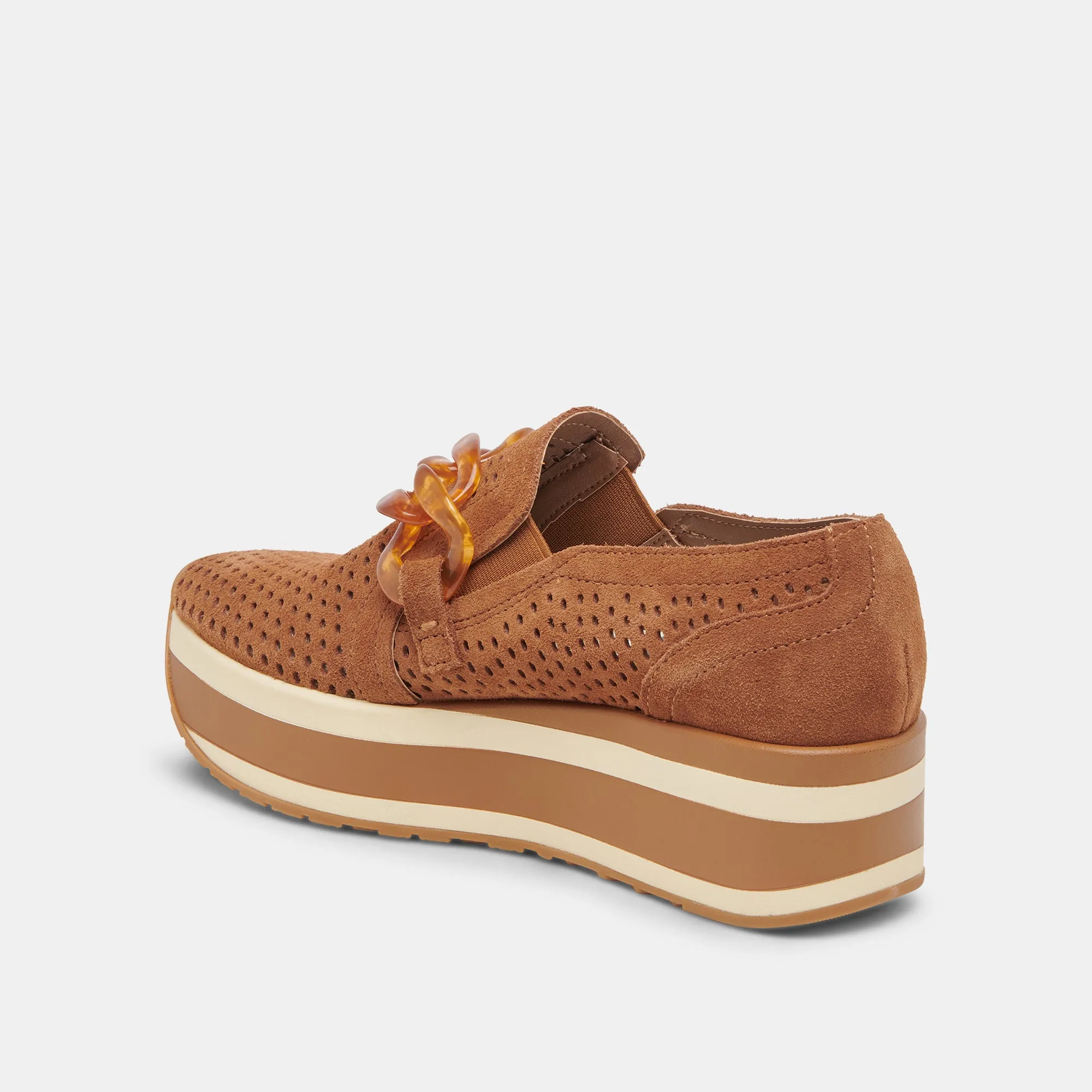 Perforated Pecan Suede Jhenee Sneakers