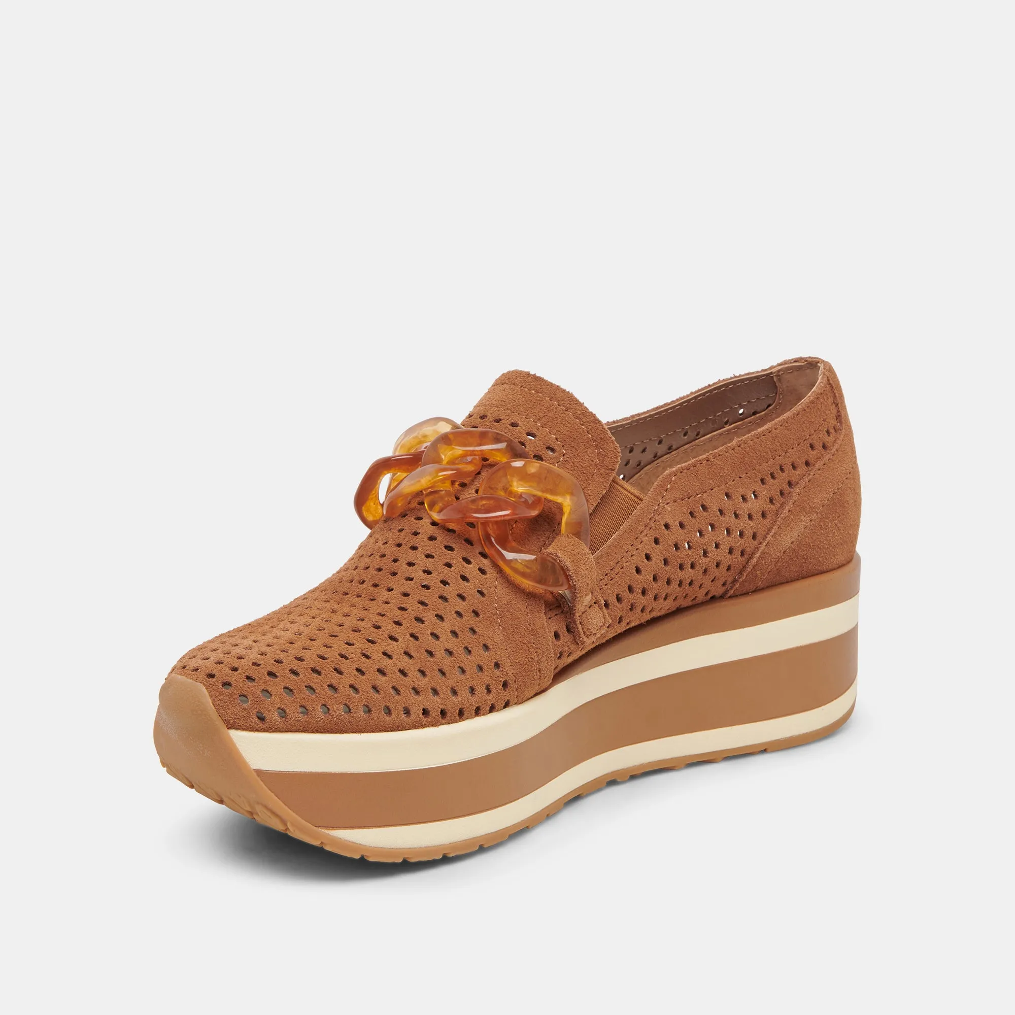 Perforated Pecan Suede Jhenee Sneakers