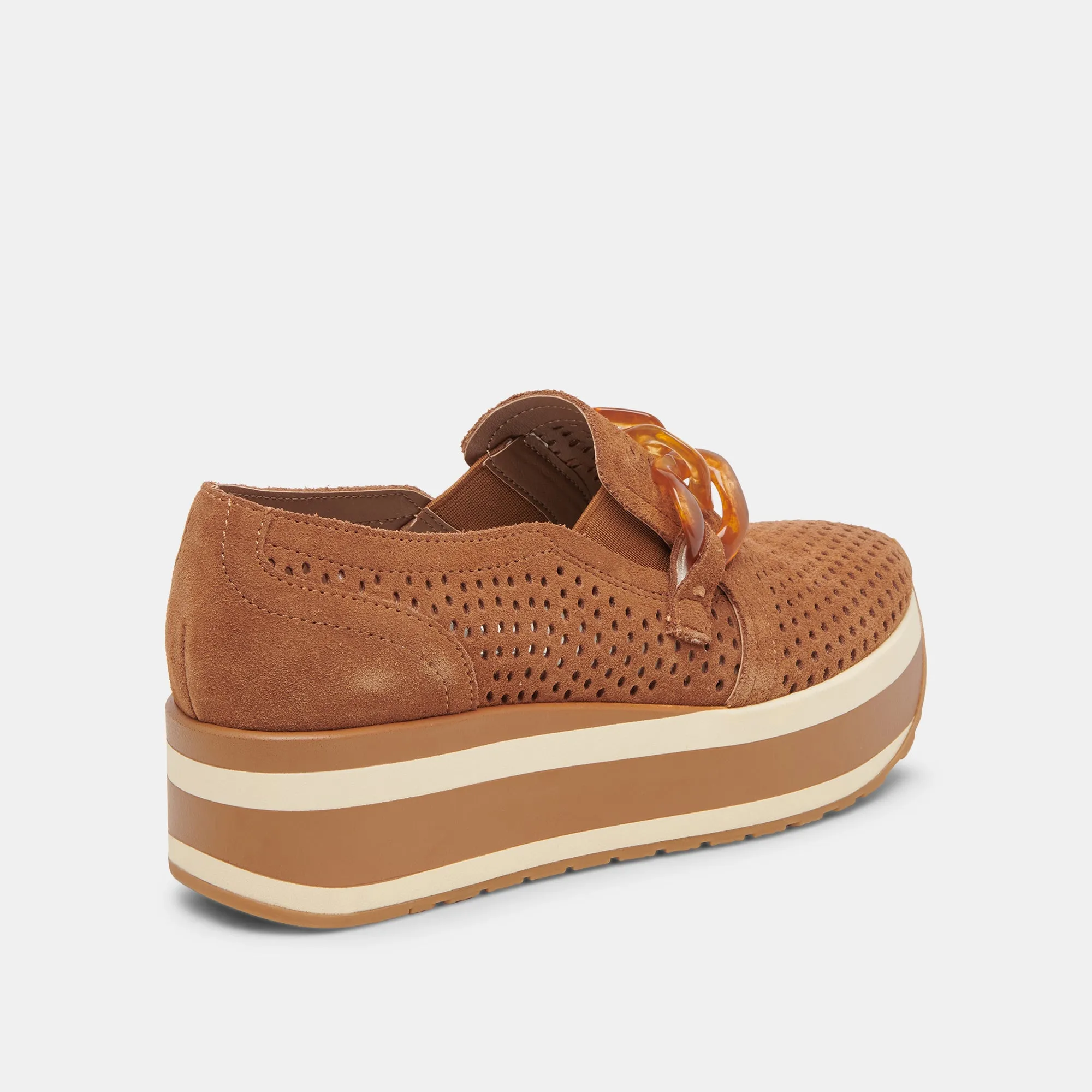 Perforated Pecan Suede Jhenee Sneakers