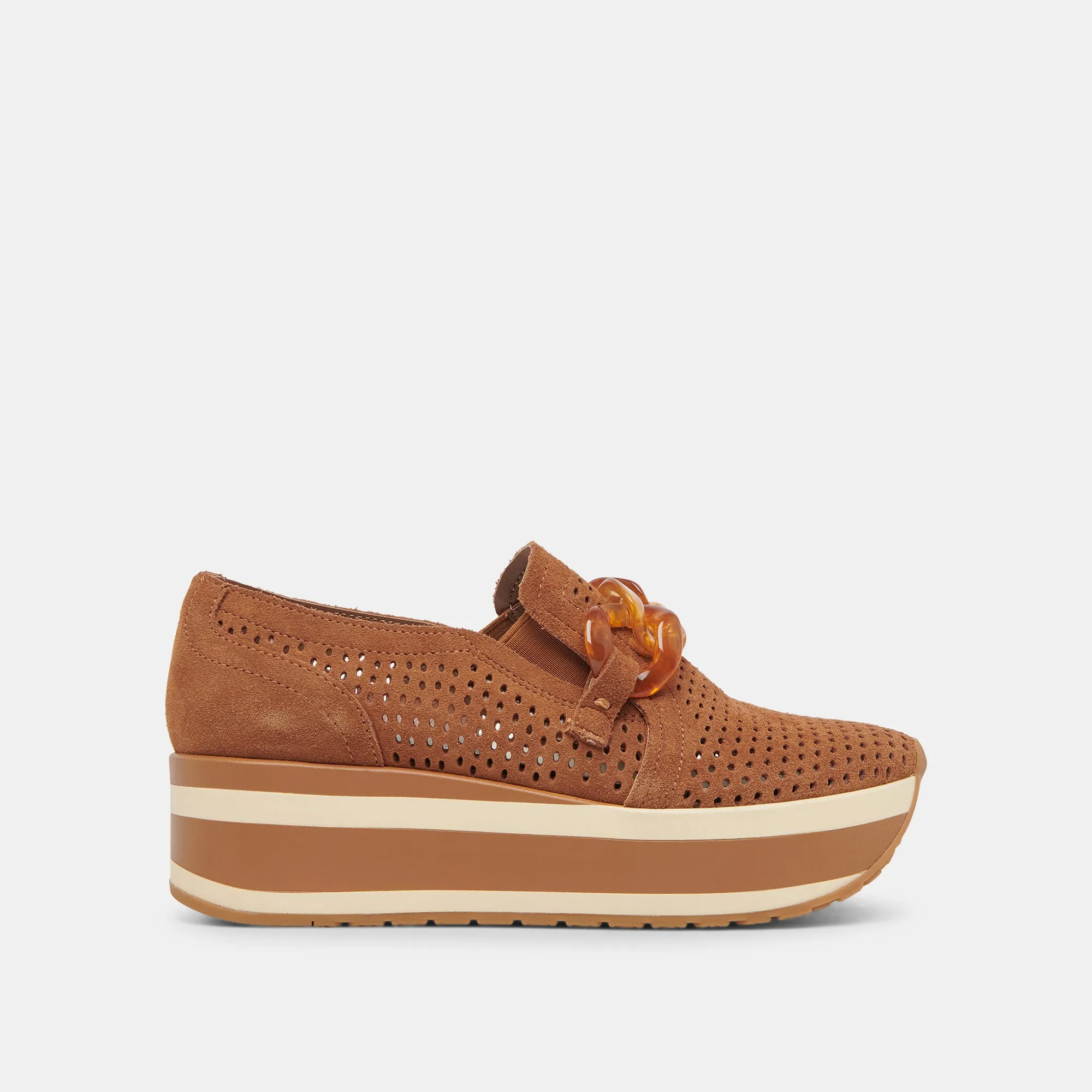 Perforated Pecan Suede Jhenee Sneakers