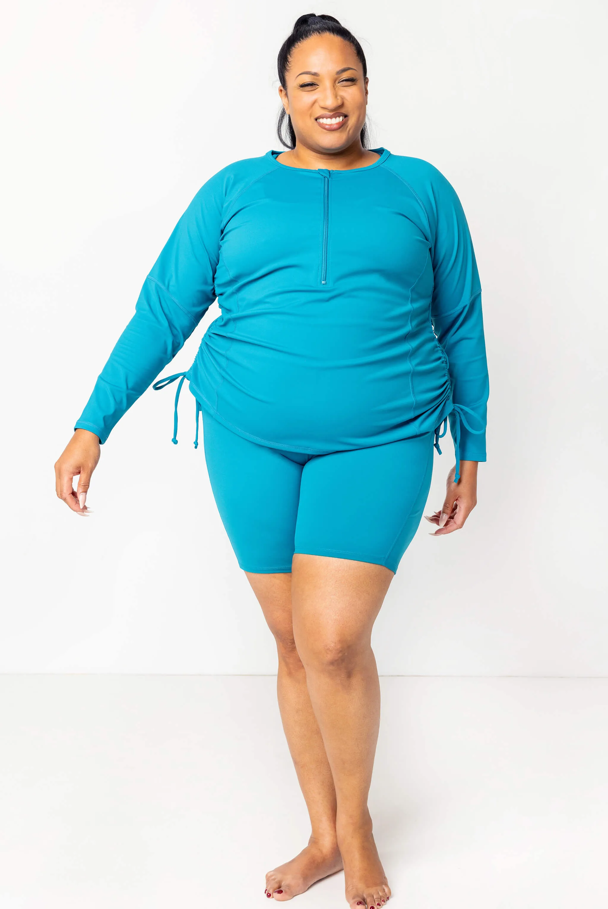 Long Sleeve Swim Rash Guard - Teal