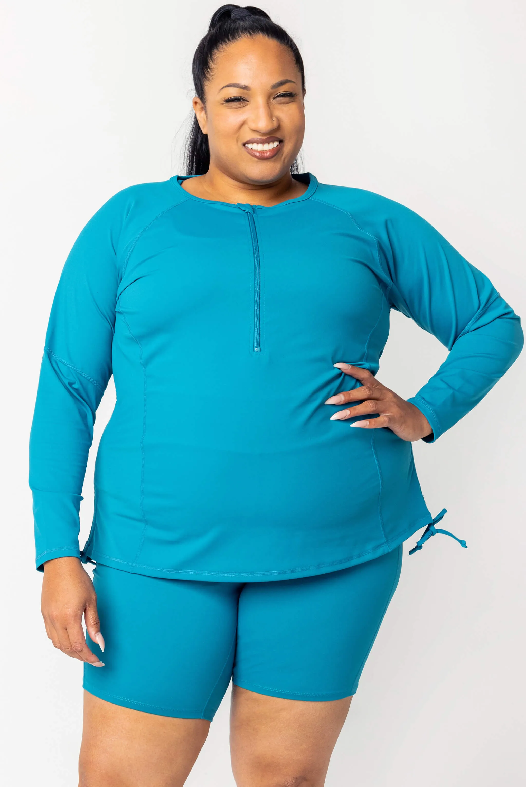 Long Sleeve Swim Rash Guard - Teal