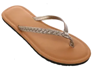 Sandals Ladies Flip Flop Braided Strap Sandal, Bronze, Black