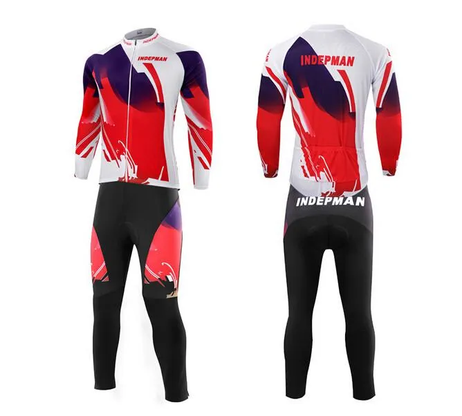 White Red Long Sleeve Cycling Jersey Set